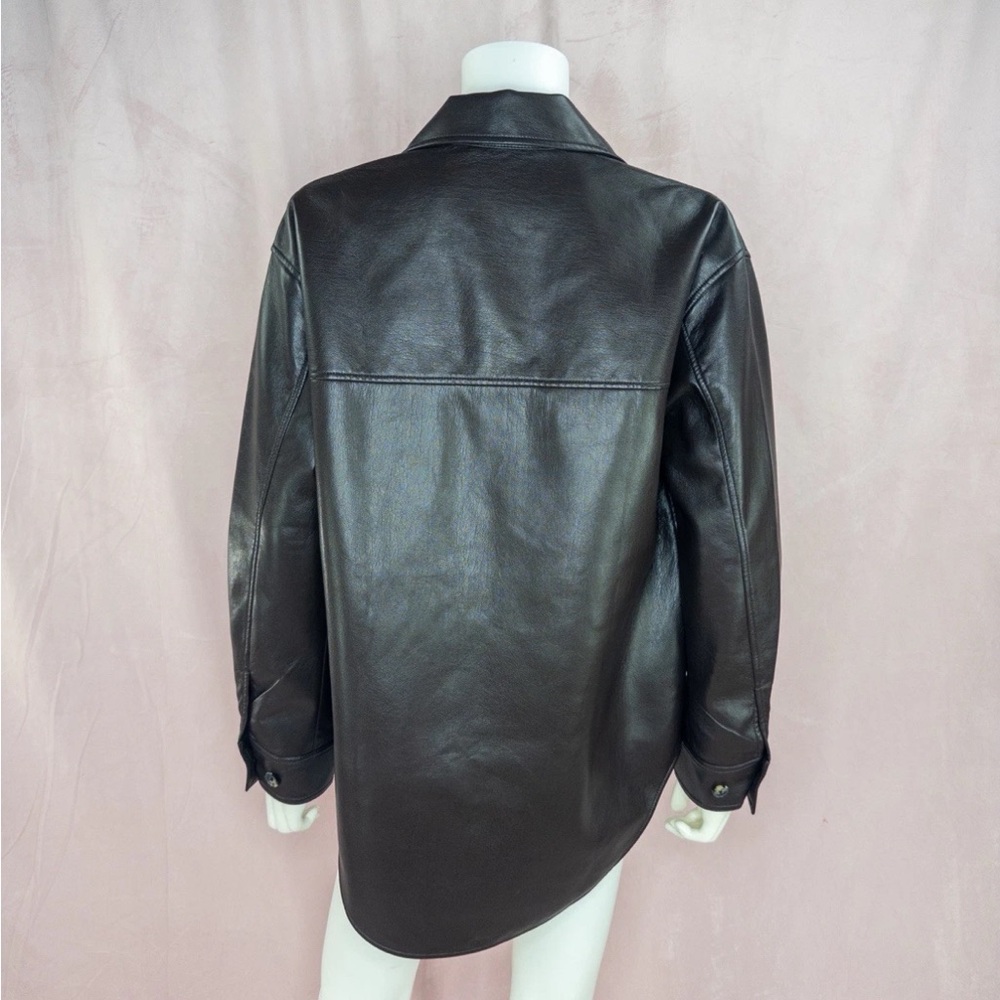 Aritzia Wilfred Free Ganna Shirt Jacket Faux Leather Womens XS Brown Shacket EUC - Picture 3 of 7